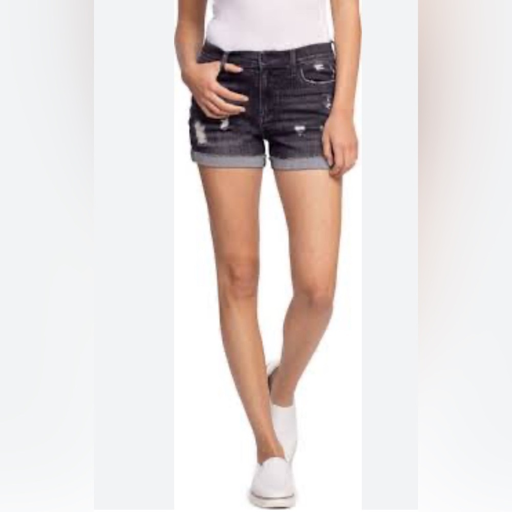 J612. BlankNYC size 29 NWT Dress Down Party Washed Black Cutoff Denim Shorts